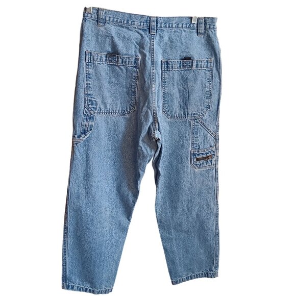 Vintage Utility Carpenter Jeans Mens 34x30 Baggy Y2K Skater Jnco Side Zip 90s - Picture 2 of 6